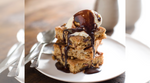 Date and Walnut Blondies with Chocolate Sauce