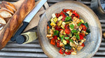 Roasted Courgette & Red Pepper Salad with Basil & Haloumi